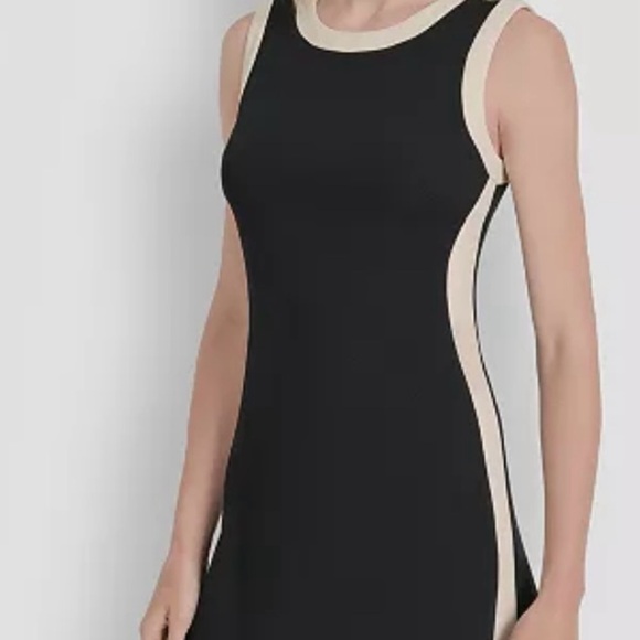 DKNY Black mod style ,contrasting, color block sleeveless dress - Picture 3 of 4